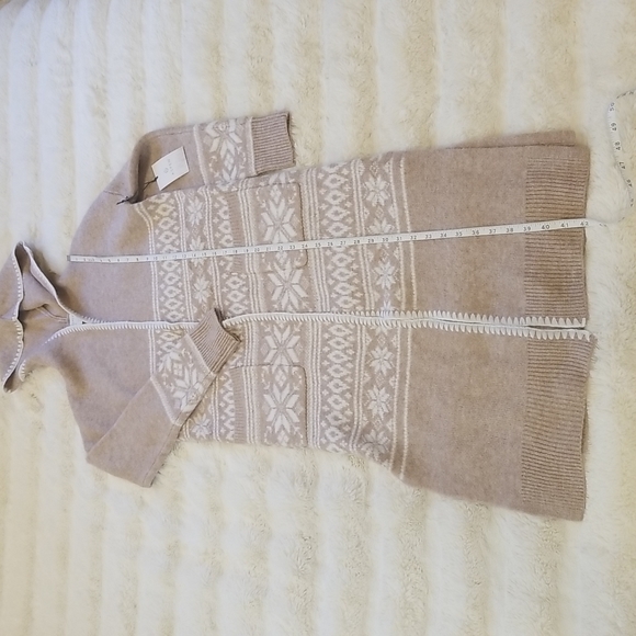 NWT Aspen Cozy Hooded Fairisle Duster Cardigan, size XS, oatmel/white - Picture 8 of 13